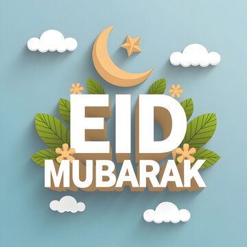 illustration of eid mubarak greeting card 