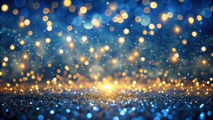 Poster - A Night Sky Filled with Twinkling Lights, a Background of Golden and Blue Bokeh, and a Glimmering Ground of Sequins