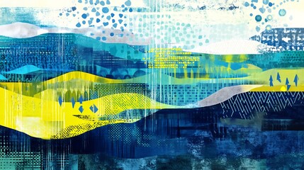 Fototapete - Conceptual art of corporate social responsibility featuring layered patterns symbolic arrows sustainability initiatives