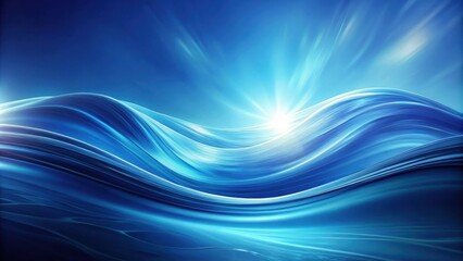 Poster - Abstract Blue Waves with Bright Light Rays in the Sky