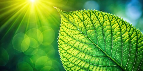 Poster - A single leaf bathed in sunlight, revealing the intricate network of veins that nourish its life.