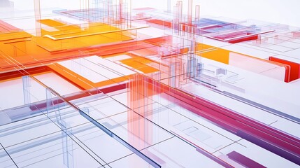 Fototapete - Conceptual rendering of project planning showcasing layered geometric chart pathway symbolizing task organization milestone