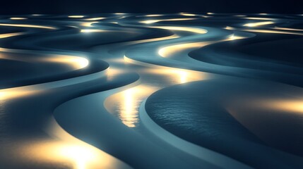 Fototapete - Conceptual visualization of leadership principles showcasing abstract guiding lights pathways representing vision direction