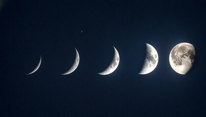 Wall Mural - Moon Phases Progression Over Night Sky