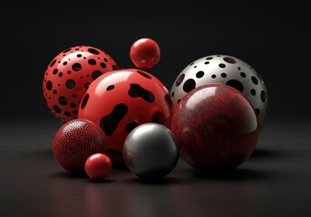 Poster - Colorful spheres with unique textures and patterns on a dark background