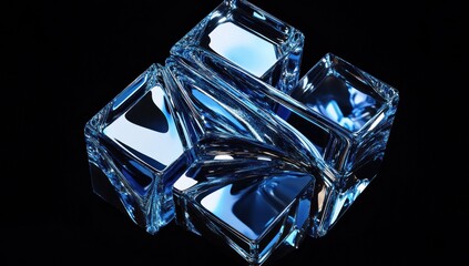 Fototapete - Abstract blue glass cubes.