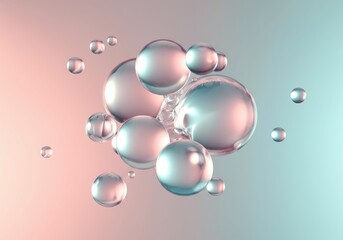 Poster - Abstract composition of translucent bubbles on a soft pastel background