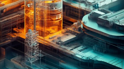 Fototapete - Highdetail depiction of operational risk featuring layered textures symbolic forms process security and reliability