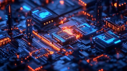 Aufkleber - Highdetail visualization of blockchain business focusing decentralized ledgers and smart contracts