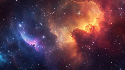 Canvas Print - cosmic nebula: a celestial tapestry of fiery orange and mystical blue