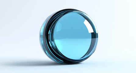 Poster - Abstract blue glass sphere on white background.