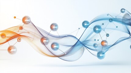 Fototapete - Highresolution depiction of performance management flowing lines symbolic nodes representing goal alignment