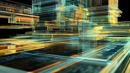 Fototapete - Highresolution visualization of capital budgeting featuring abstract layers symbolic pathways investment planning
