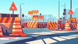 © Sehraye - Road barrier vector street traffic-barrier under construction warning barricade blocks on highway illustration set of roadblock detour and blocked roadwork barrier isolated on white background