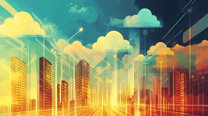 Leinwandbilder - Illustration of scalability strategy highlighting cloud computing SaaS models enterprise growth solutions