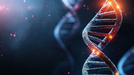Poster - Futuristic Abstract Background for Medical Concepts Featuring Glowing DNA Helix Design