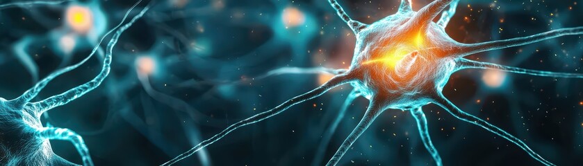 Poster - Abstract Visualization of Human Neurons Firing in a Colorful Digital Background