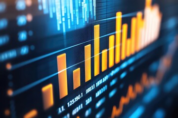 Poster - Digital Financial Charts and Graphs Displayed on a Screen for Data Analysis and Insights