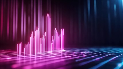 Poster - Futuristic Holographic Stock Market Chart with Neon Colors and 3D Visual Effects