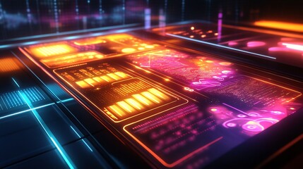 Fototapete - Market differentiation depicted vibrant glowing patterns showcasing unique segments a futuristic display