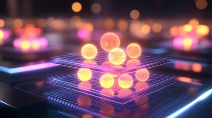 Fototapete - Market segmentation visualized glowing sphere arranged precise colorcoded layer
