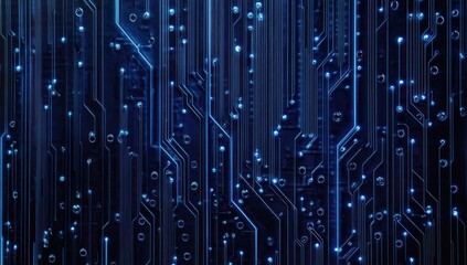 Poster - abstract blue glowing circuit board texture.