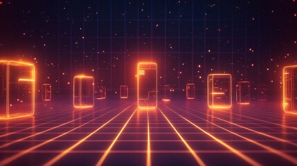 Aufkleber - Product positioning strategy displayed glowing product outline radiant grid