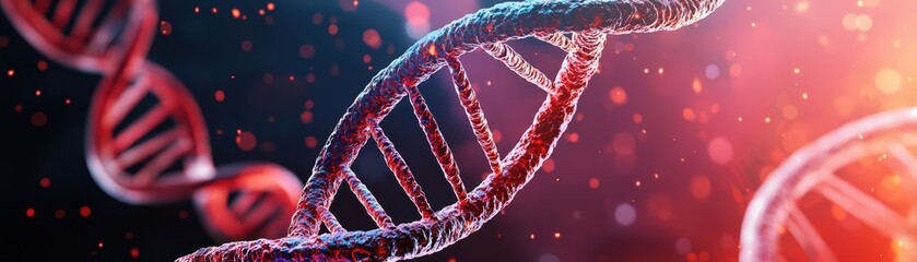 Poster - Surreal Glowing DNA Strands in Futuristic Environment with Vibrant Colors and Light Effects