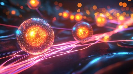 Aufkleber - Relationshipbuilding shown glowing orbs linked radiant pathways in a futuristic networking environment