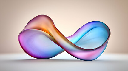 Wall Mural - Abstract iridescent glass infinity symbol on neutral background;  design concept for websites or presentations
