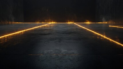 Poster - Abstract Dark Glowing Lines on Concrete Surface Futuristic Cyberpunk Setting