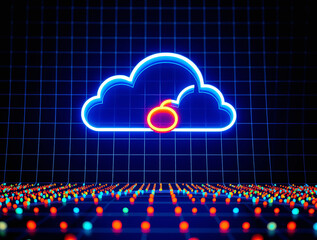 Wall Mural - digital clouds representing cloud migration with data points and network connections