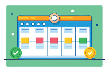 Poster - a scrum board designed for agile teams, showcasing task organization and project progress tracking, 