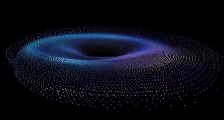 Aufkleber - Abstract swirling vortex of light particles on black background.