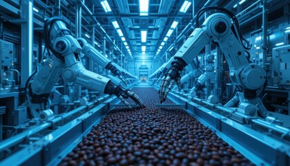 Poster - Advanced robotic arms in a modern automated production facility