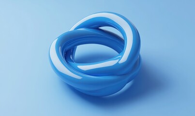 Fototapete - Abstract blue intertwined rings on blue background.