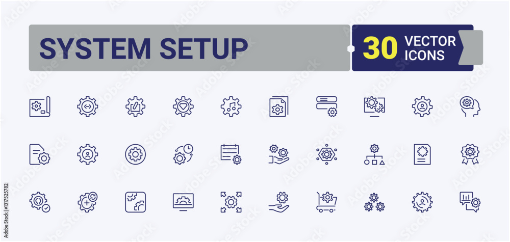 Vetor System Setup icon collection. Includes symbols for technology ...
