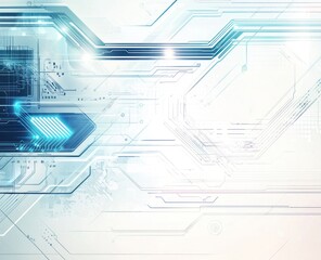 Poster - Abstract technological background with glowing circuits and lines.