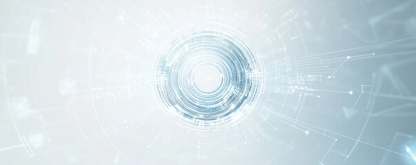 Poster - Abstract technological background with glowing circular light tunnel.