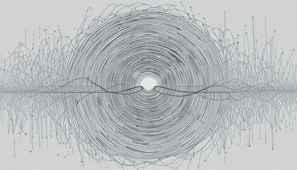 Poster - Abstract Geometric Design with Circular Patterns and Wavy Lines