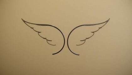 Poster - Elegant Black Wings Outline on Soft Beige Background Art Design