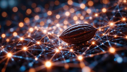 Poster - Macro Shot of Seed on Abstract Background with Bright Connections