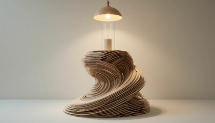 Poster - Elegant wooden lamp design with soft light and candle holder feature