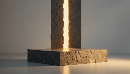 Poster - Illuminated Stone Structure with Textured Surface and Soft Light