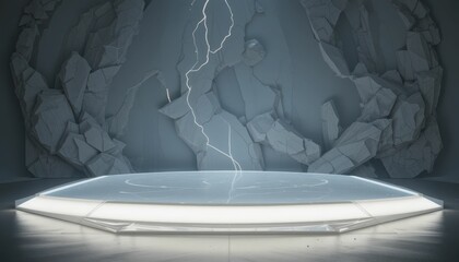Poster - Dramatic Lightning Strikes in Futuristic Illumination Setting