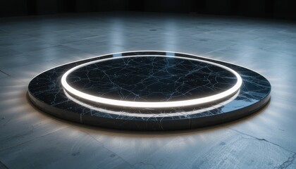 Poster - Elegant Round Marble Platform with Soft Ambient Lighting in Studio