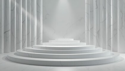 Poster - Elegant White Marble Steps in Minimalist Interior Setting