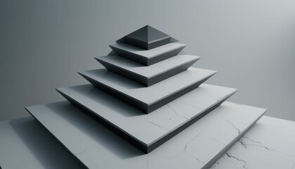 Poster - Elegant geometric pyramid structure with smooth marble layers