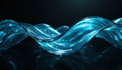 Poster - Fluid Blue Waves on a Dark Background for Abstract Design Use