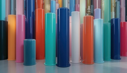 Poster - Colorful Cylinders in a Modern Artistic Display Setting